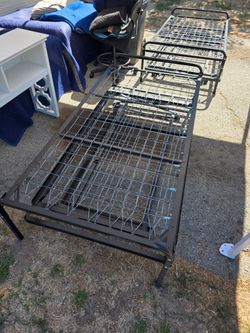 Folding Metal Cot Bed Frame trundle twin hideaway pair