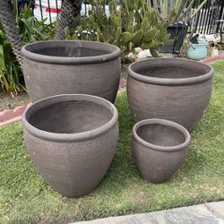 Big Ceramic Brown Pots-Large Garden Planters($340 set of 4)