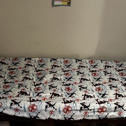 Wood Twin Size Bed And Mattress 