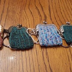 Knitted Beaded Key Chain Purses.  