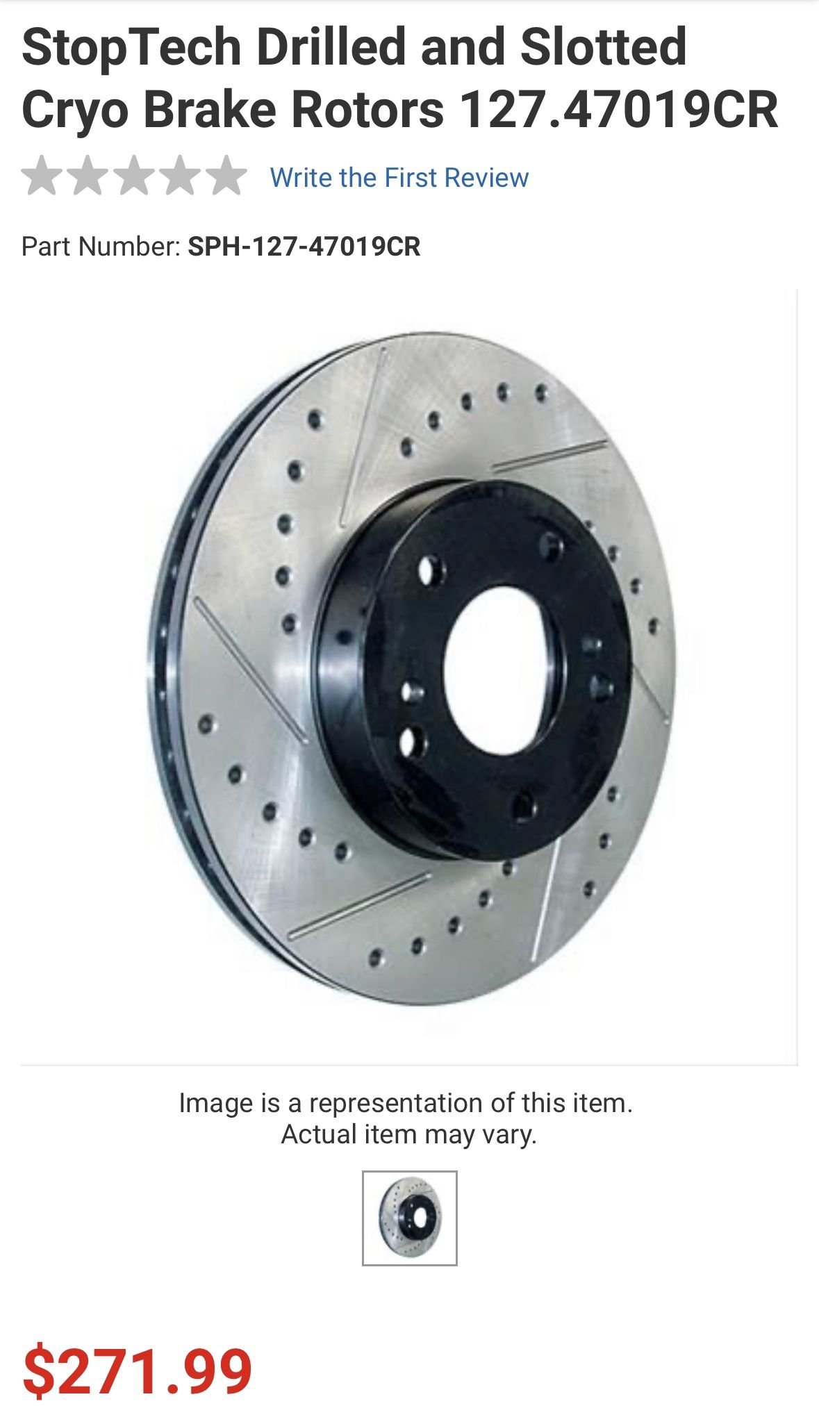 Subaru StopTech Drilled and Slotted Cryo Brake Rotors 127.47019CR and 127.47019CL
