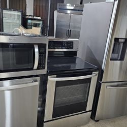 Combo Fridge, Stove, Dishwasher, Microwave Stainless Steel 