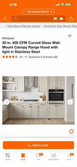 Whirlpool 30 in. 400 CFM Curved Glass Wall-Mount Canopy Range Hood with light in Stainless Steel