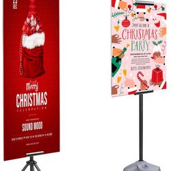Sign Holder Stand for Display - Adjustable Retractable Poster Stand - Double-Sided Banner Stand Tripod