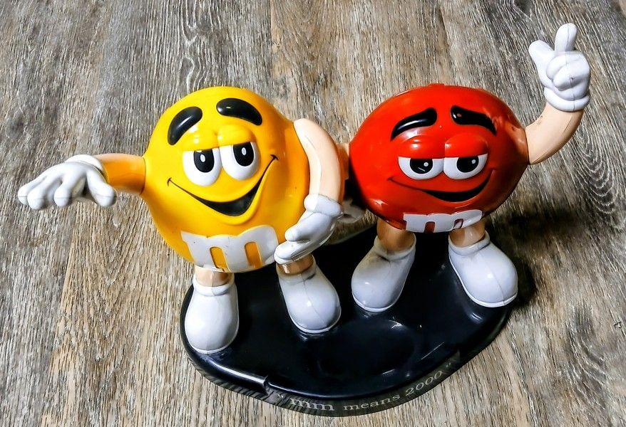 Vintage M&M's Red & Yellow "M&M Means 2000" Candy Dispenser Figure
