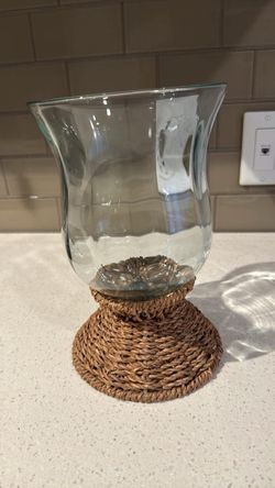 Woven Hurricane candle holder -9.5 inches tall and 6 inches across