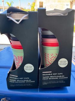 Starbucks Reusable Hot Cups – Color-Changing Candy Cane Set (12 Cups Total)