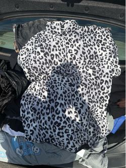 Dri-Fit Summer Button Up Shirt Snow Leopard Print XXL