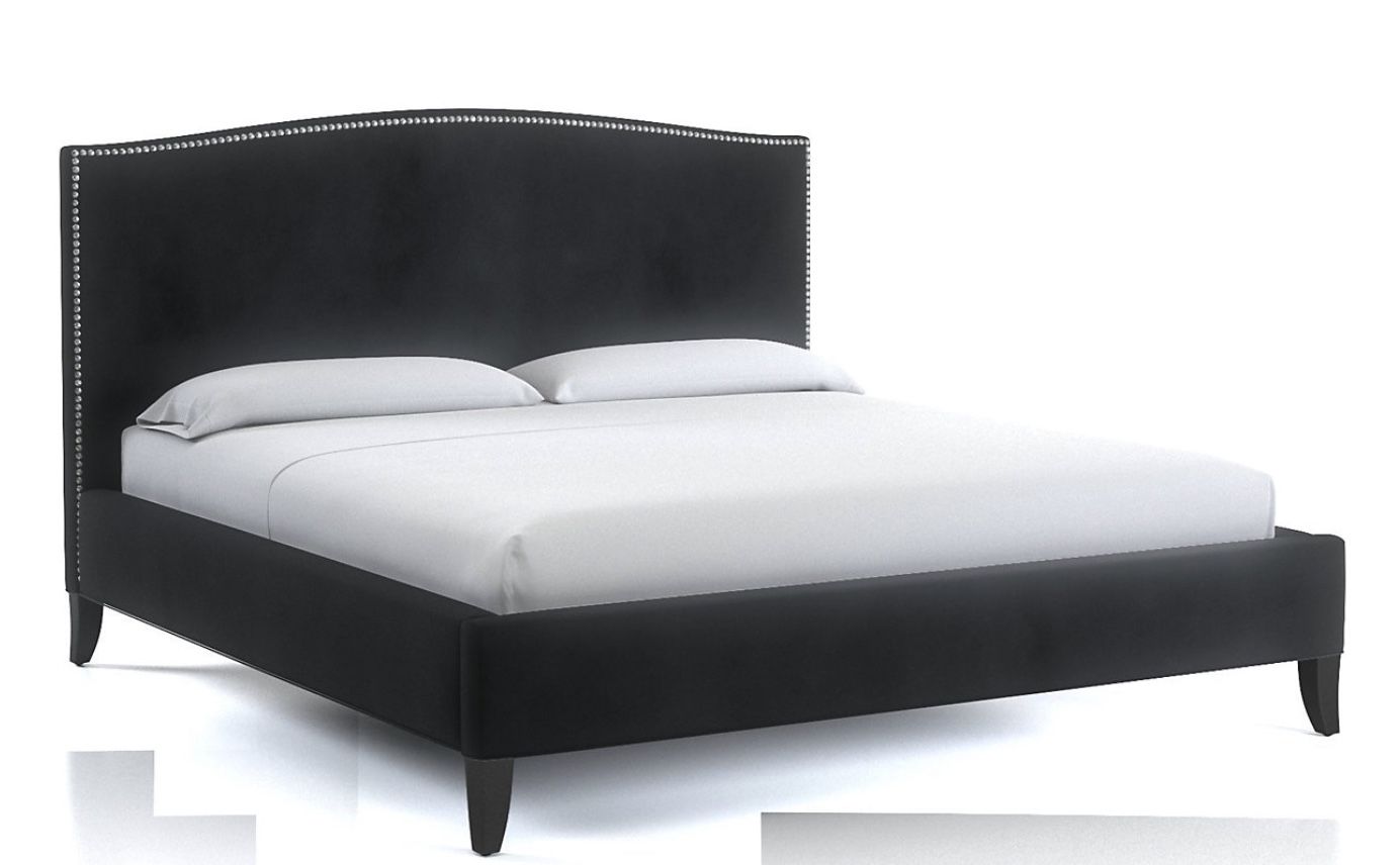 Crate & Barrel Colette King Bed 52.5’’ - Black Velvet