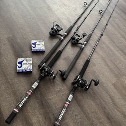 Great  Beginner Bundle If Spinning And Conventional Fishing Combos. 