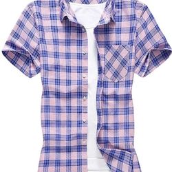 Men's short sleeved Plaid Shirt