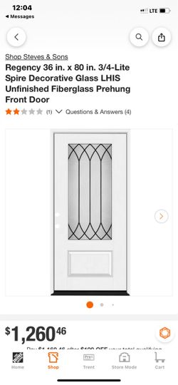 36 in. x 80 in. 3/4-Lite Spire  Fiberglass Front Door with sidelite