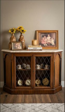 Vintage Mid-Century (1960s to 1970s) Medallion Limited (Medallion Furniture Co )Marble Top Accent Cabinet