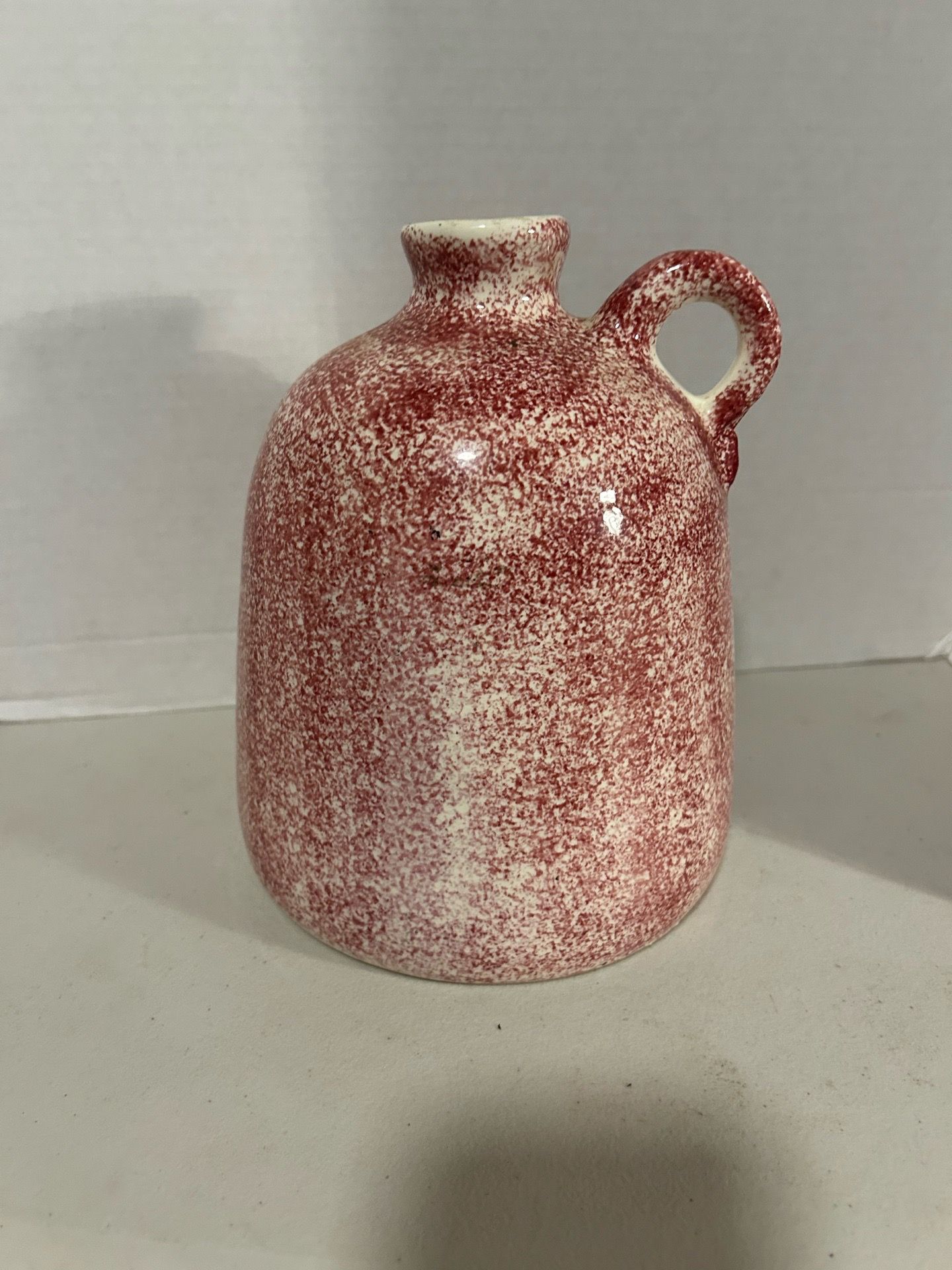 Vintage Pink Spongeware Ceramic Jug 8-1/2”H -$32 CASH