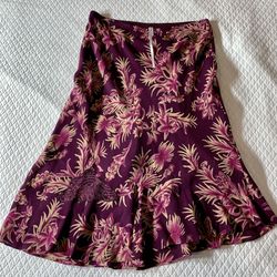 Flouncy Funky Ribbony Silk Skirt “Max Studio” Sz S Elastic Waist, Fully Lined