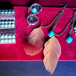 Turquoise Bohemian Southwest Jewelry Lot of (8) BRACELETS, RING, PENDANT & MORE!