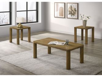 Castlewood Brown Oak 3-piece Cocktail Coffee Table Set