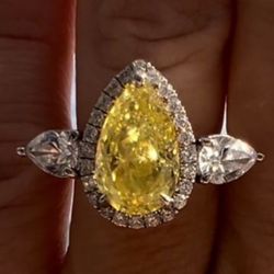 Rare Investment Piece: 3.04 CT Natural Fancy Intense Yellow Diamond Ring