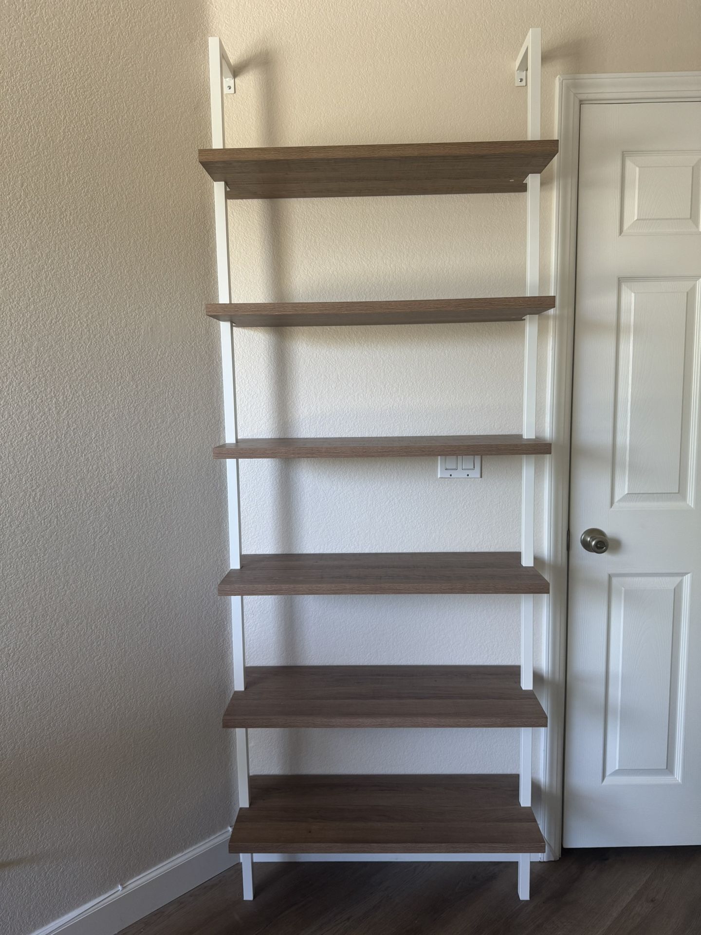 Nathan James Theo 6-Shelf Tall Bookcase Rustic Oak/White