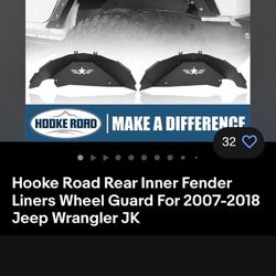 Jeep Wrangler Rear Inner Fender Liners Wheel Guards Fits 07-2018 