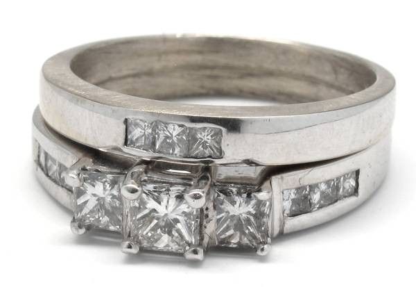 14K Princess-Cut Wedding Set
