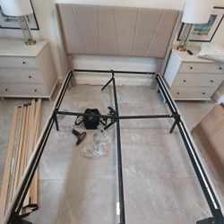 Queen Suede Brown Bedframe 