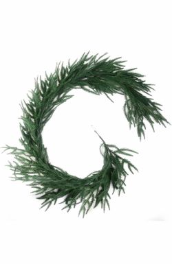 Christmas Garland – 6FT Norfolk Pine Artificial Green Garland Outdoor Indoor Decorations – Christmas Greenery for Mantle Stairs Railing Fireplace Fron