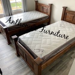 2 Twin Bed & 2 Bamboo Mattress 