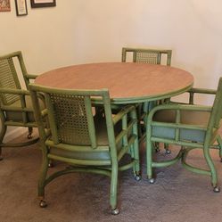 Green Rattan Dining Room Table