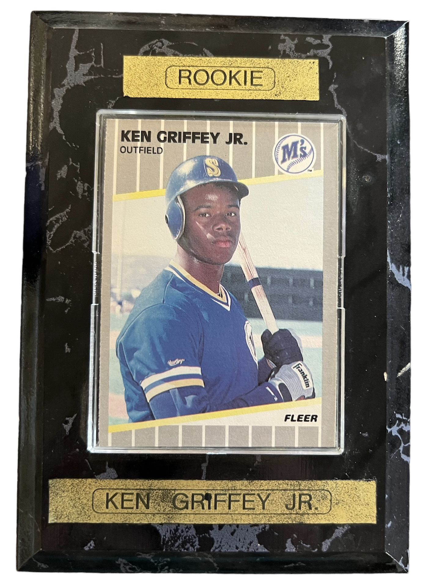 1989 Fleer Ken Griffey Jr Rookie Card on Wall Plaque Seattle Mariners