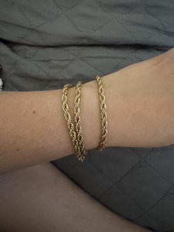 Rope Chain Necklace Gold Plated, 4 mm. 22 Inches 