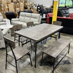 Dining Table with 4 Chairs and Bench / Mesa de comedor con 4 sillas y banco