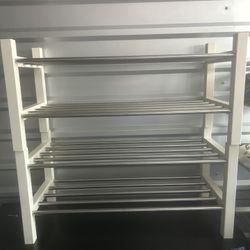 IKEA TJUSIG Stackable Shoe Rack - White/Stainless Steel