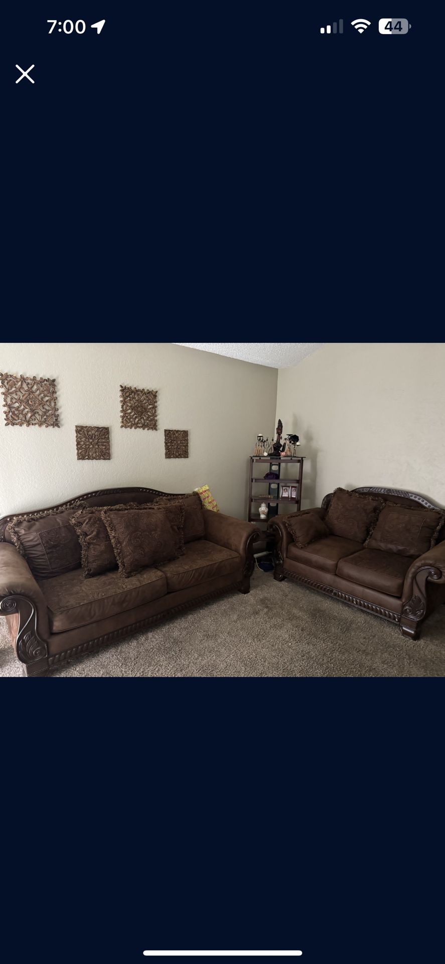 Couch Loveseat, Wall Decorations Included