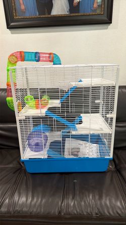 Multi-Level Hamster Cage with Tubes and Accessories