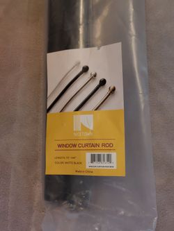 NICETOWN Drapery Curtain Rod Set with Classic Round Finials/Ball Caps, 1 inch Diameter Strong Rod Adjustable Length from 72 to 144" Length, Matte Blac