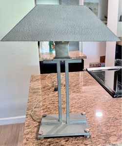 Vintage Grey Metal Table Lamp 20”t