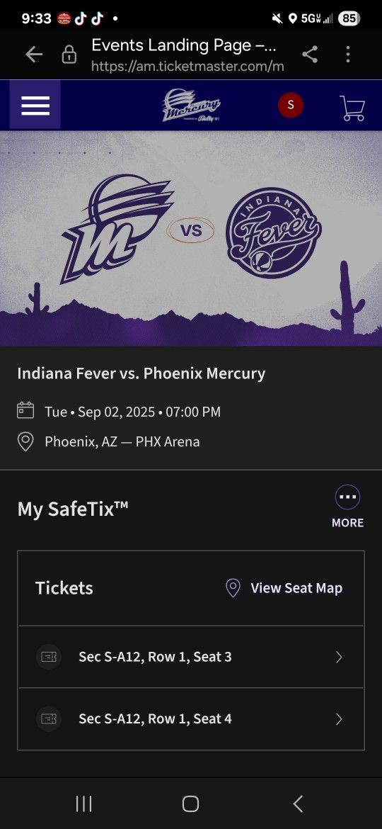 Suite Tix To Mercury Vs Fever