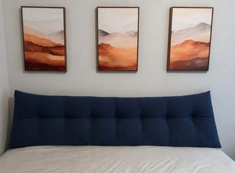 Queen size Large Navy Blue Tufted Headboard Wedge Pillow