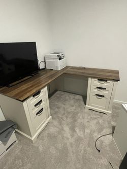 60" Farmhouse L Shaped Executive Wood Corner Desk
