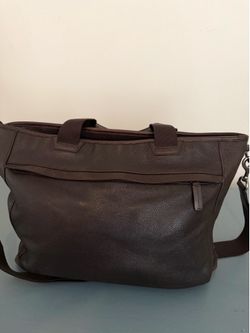 Coach Large Brown Pebbled Leather Crossbody Portfolio