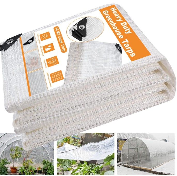 Heavy-Duty 16Mil Greenhouse Tarp 18x24FT C26