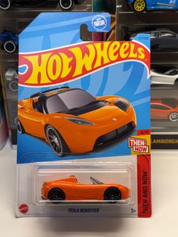 🇺🇸 HOT WHEELS 2021 - Orange Tesla Roadster - Then & Now 217/250 - 1:64