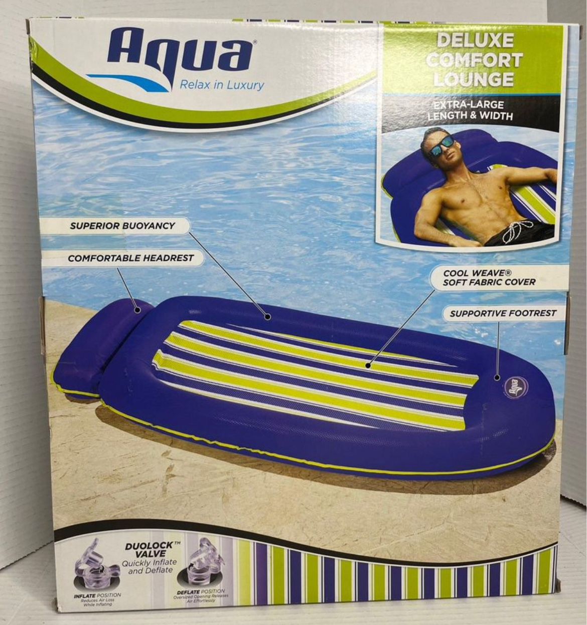Aqua Deluxe Comfort Adult Unisex Pool Lounge with Integrated Head and Footrests