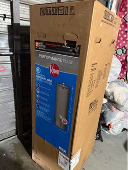 Performance plus natural gas Water Heater brand new never even opened. I sell them all the time 38,000 BTUs 40 gallon I can drop off they cost about 8