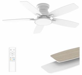 White Ceiling Fan with Light and Remote