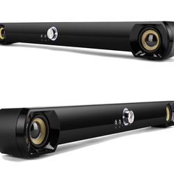 Saxhorn Mini Soundbar Speaker For Computer Desktop Laptop Pc, Usb Powered, Black