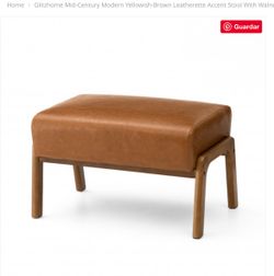Accent Stool with Walnut Rubberwood Legs