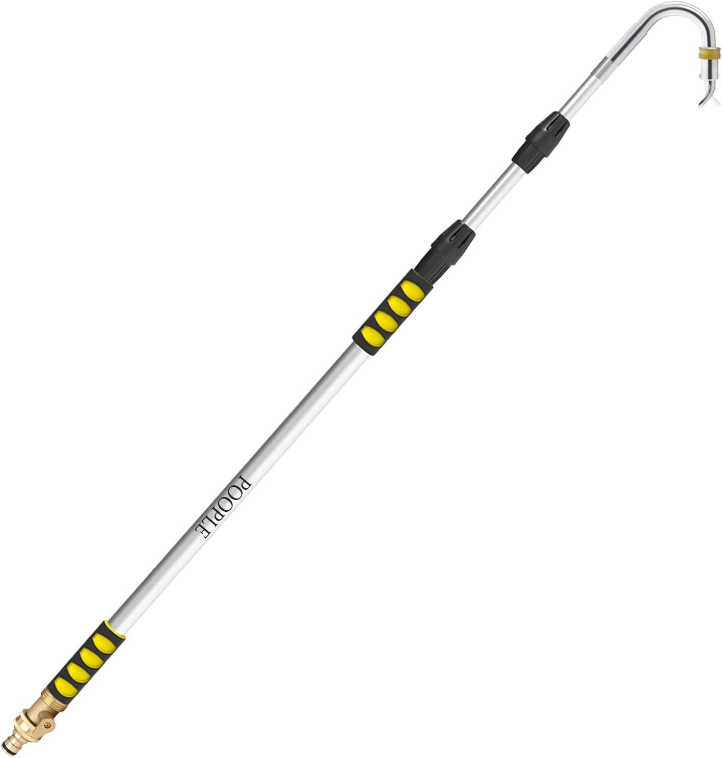 Gutter Cleaning Tools from The Ground, 12 FT Telescoping Gutter Cleaner Wand, Included Metal Curved Spray Wands & Garden Hose Attachment, Rain Gutter