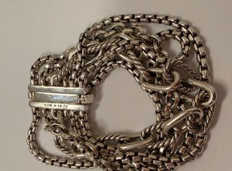 David Yurman 29mm multirow chain bracelet .925 Sterling Silver with 1/4 in 18k yellow gold